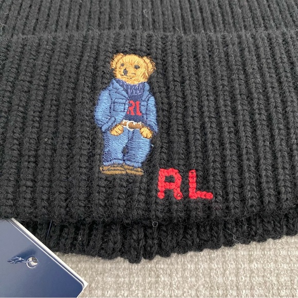 NWT Polo Ralph Lauren Denim Bear Beanie - Picture 4 of 4